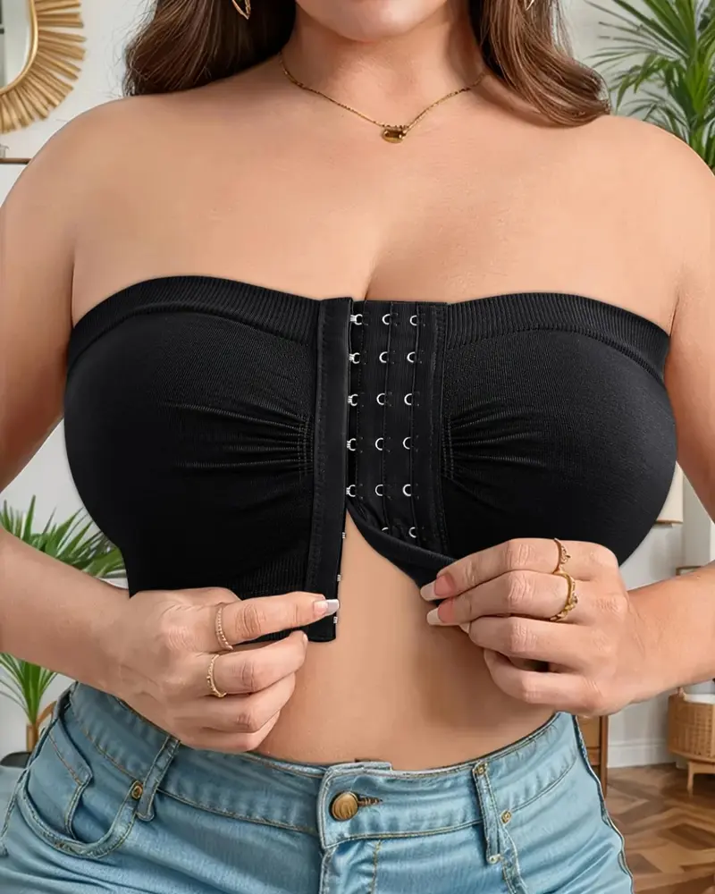 Strapless Bandeau Bra With Front Hook Closure Casual Comfort Breathable