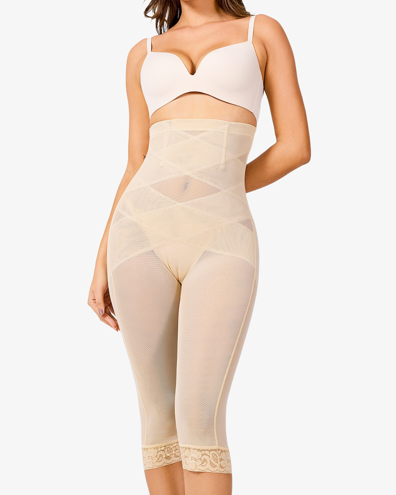 Lace See-Through High-Waisted Shaping Pants
