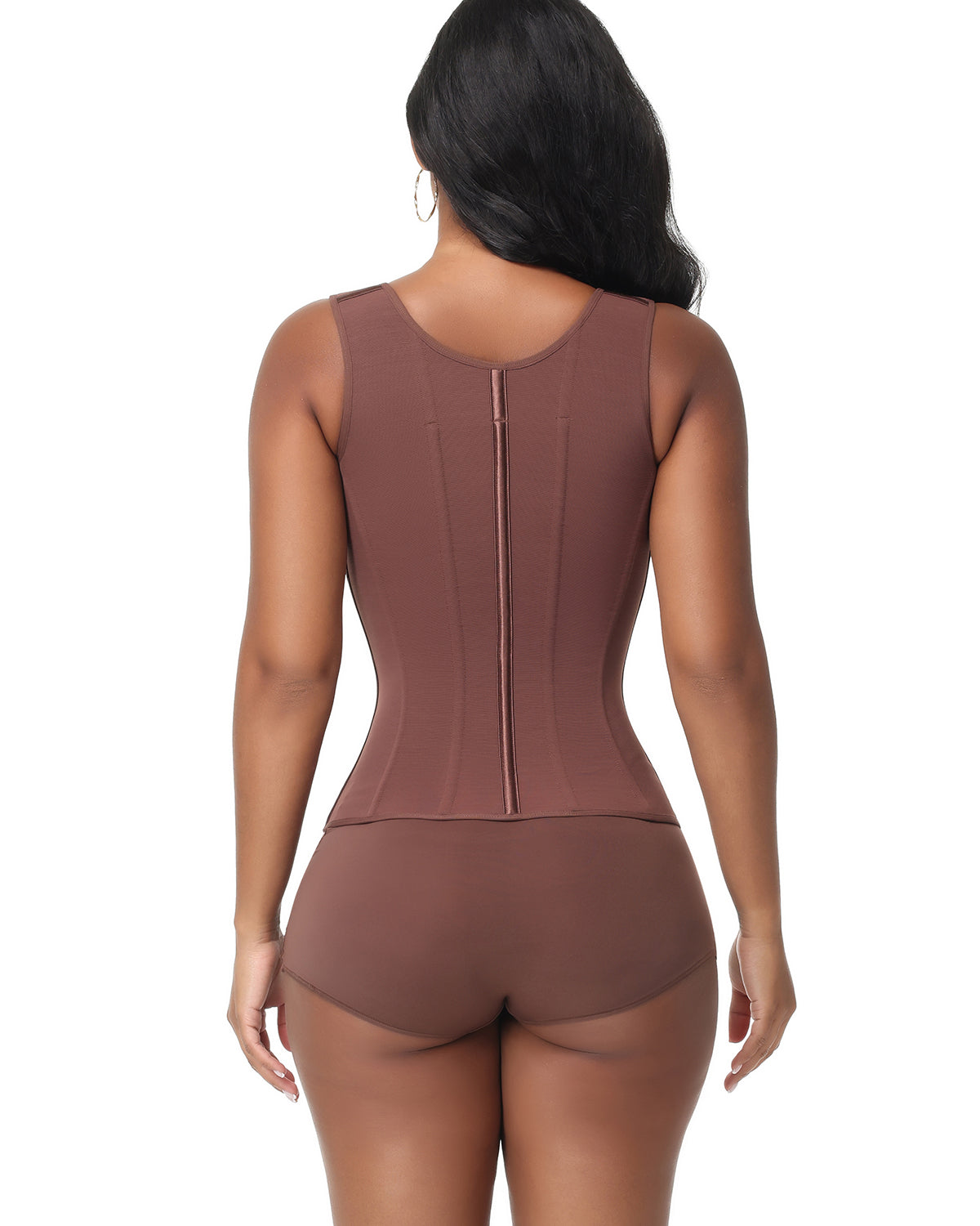 Double Compression Long Slimming Faja Waist Trainer Zipper Vest  with Bra