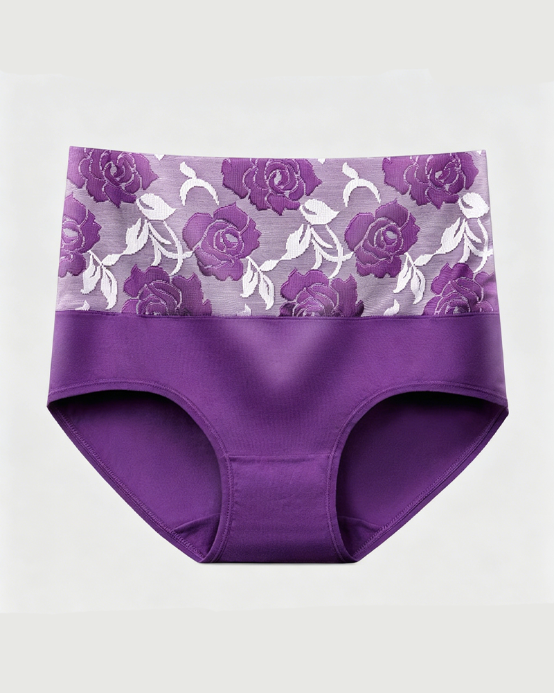 Floral Pattern Cotton High-Waist High-Elastic Tummy Control & Butt Lifting Panties