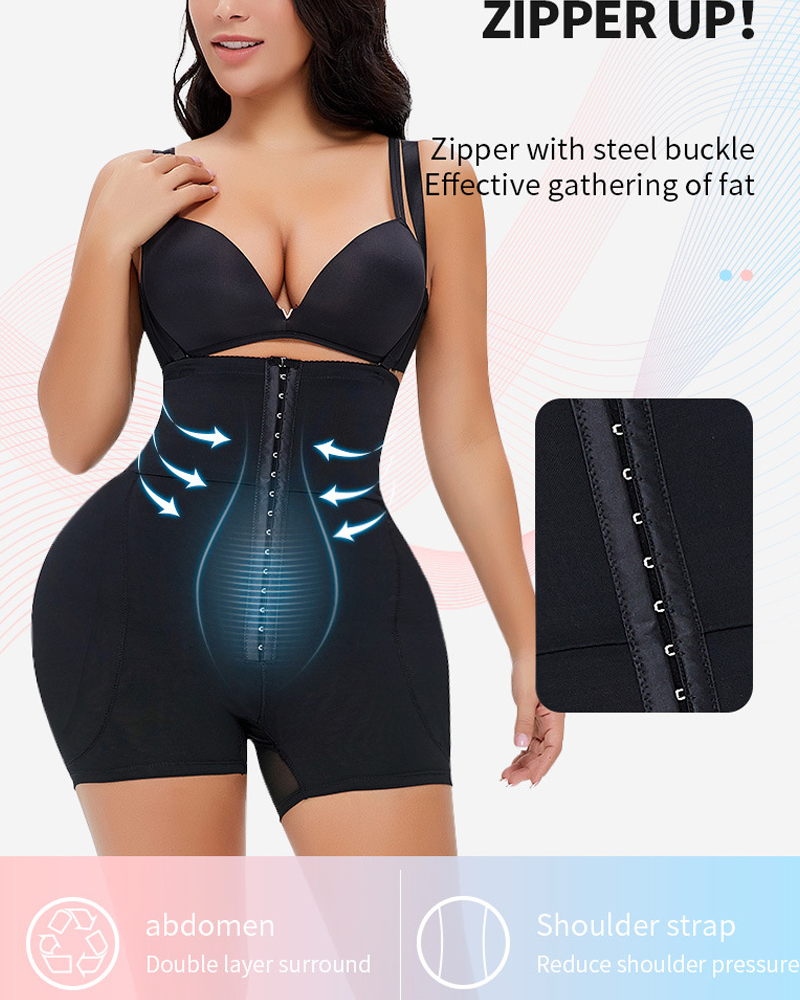 Plus-Size Tummy Control Butt-Lifting Shorts With Removable Hip And Butt Pads