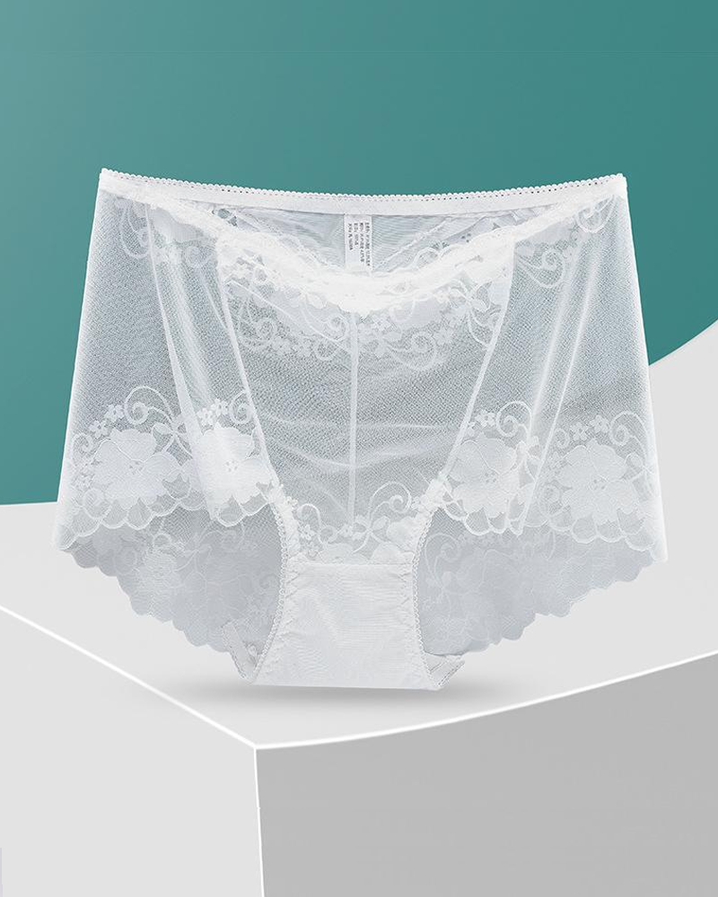 Lace High-Waisted Seamless Breathable Panties