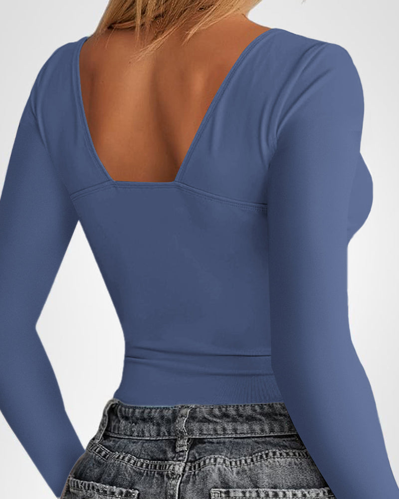 V-Neck Slim Fit Long Sleeve Top