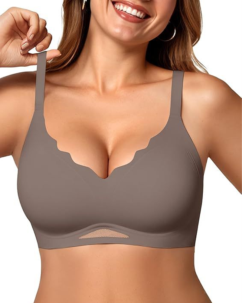 Jelly Soft Seamless Wireless Push-Up Wave V-Neck Bra