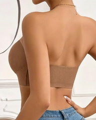 Seamless Wireless Scallop Edge Strapless Front Closure Bra