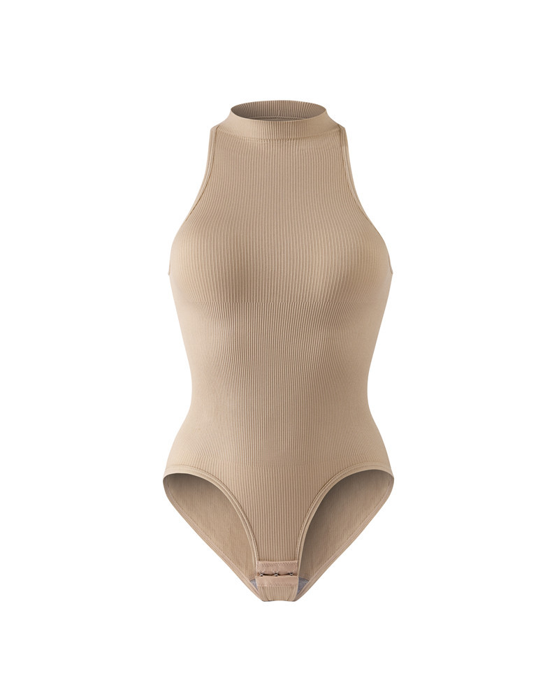 High-Neck Round-Neck Sleeveless Tight-Fitting Tummy-Control Bodysuit