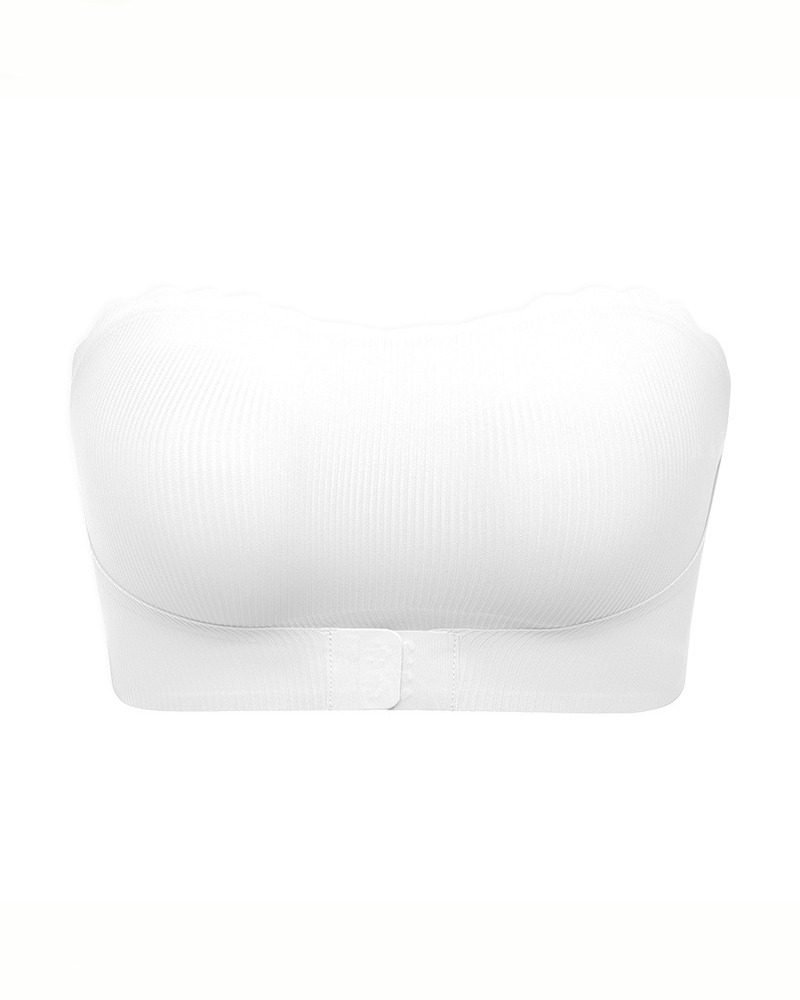 Seamless Wireless Scallop Edge Strapless Front Closure Bra