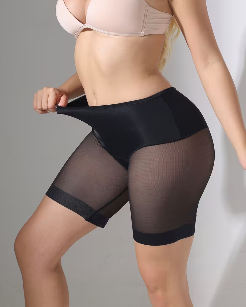 Mesh Panel High Waist Tummy Control Shaper Shorts