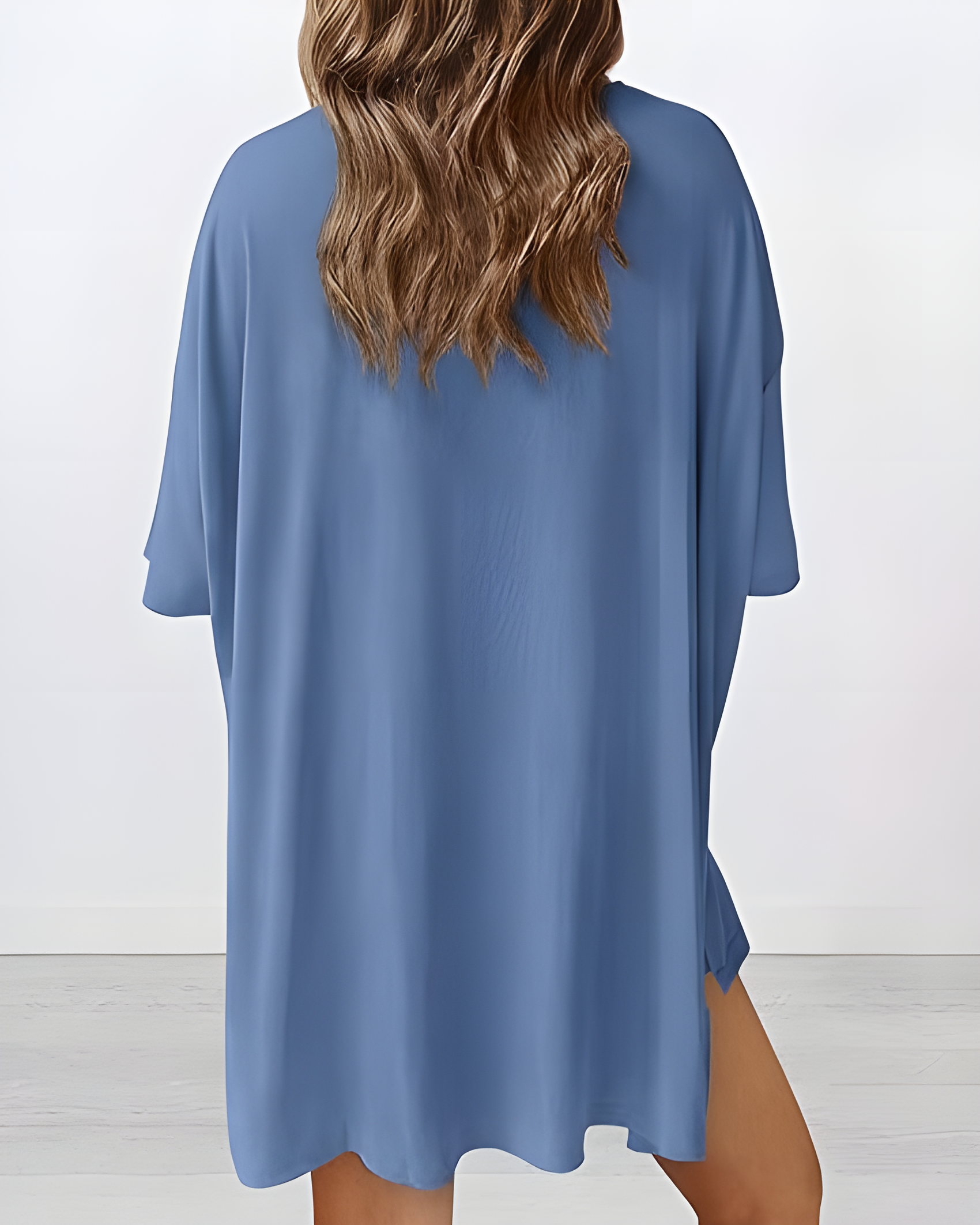 Women's Summer Casual Two-Piece Lounge Set Oversized Split Hem Shirt