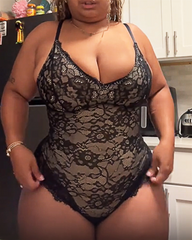 Lace-Trimmed Body-Shaping Tummy-Control Bodysuit