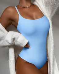Sexy Ribbed Sleeveless Straps Bodysuit