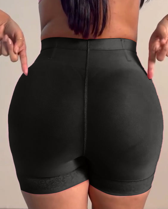 High Waist Lace Trim Butt Sculpting Short