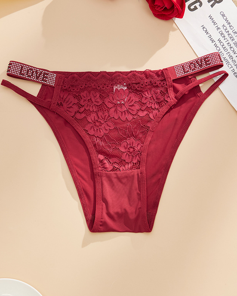 Valentine's Day LOVE Rhinestone Lace Panties
