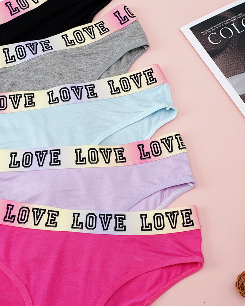 5 Colors Pure Cotton Crotch Letter Stretch Briefs