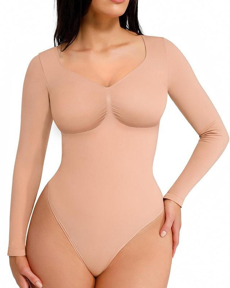 Slim-Fit V-Neck Seamless Body Shaping Bodysuit