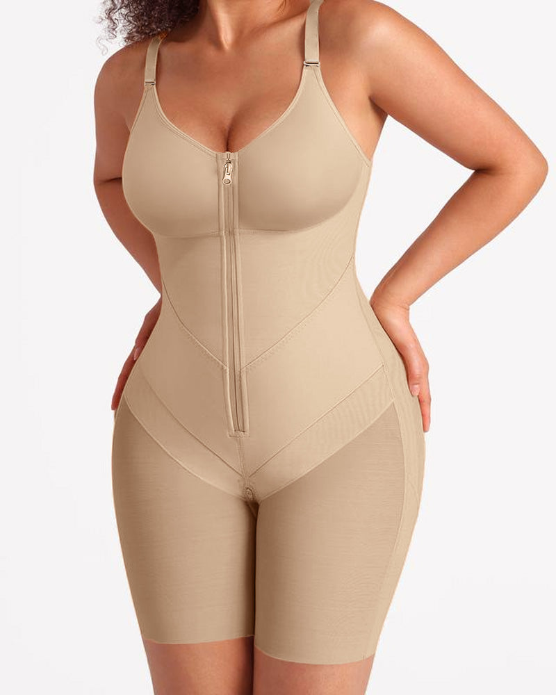 Women's Tummy Control and Hip Lifting Full Body Shapewear with Front Zipper