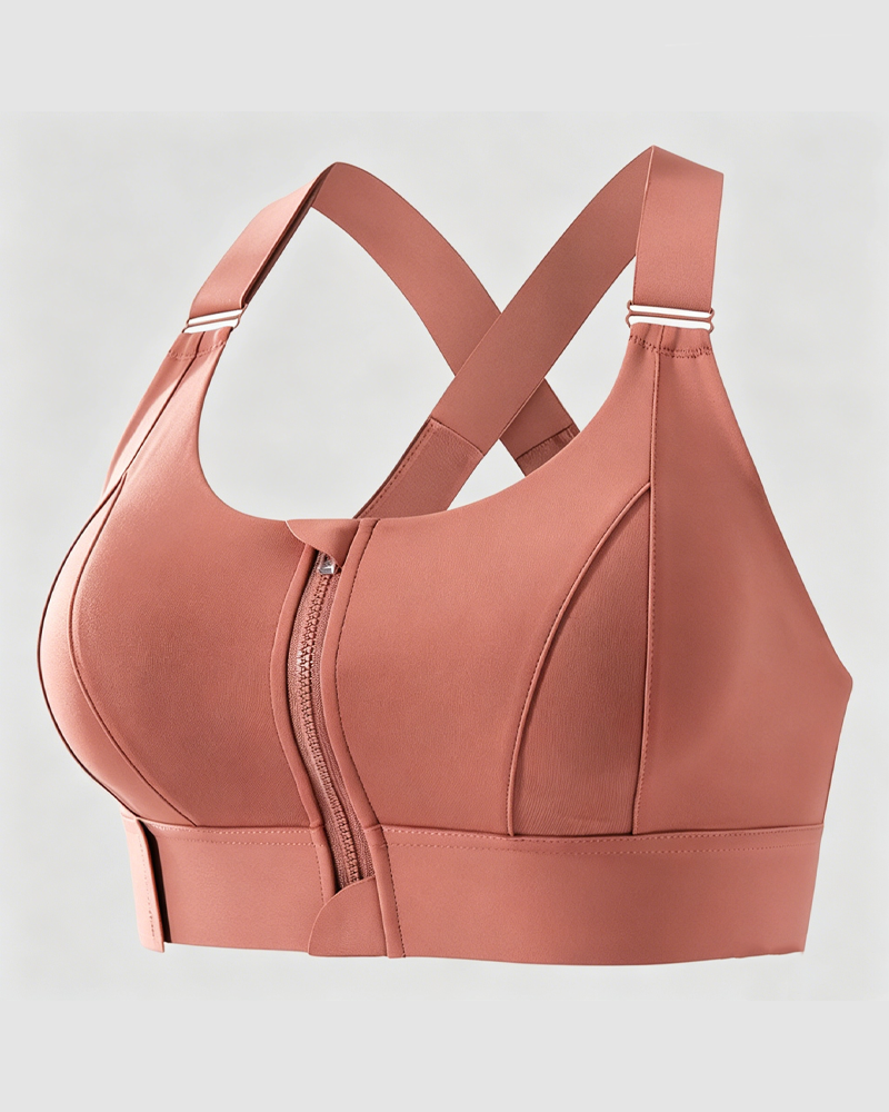 Adjustable Front Zip Beauty Back Yoga Sports Bra