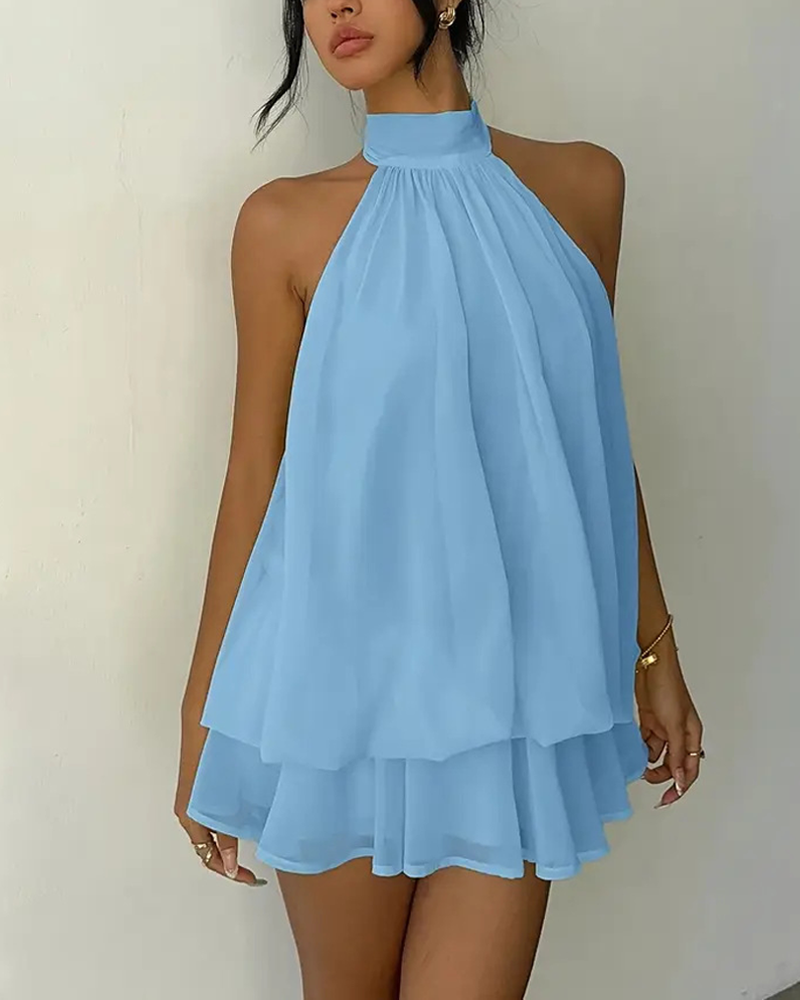 Elegant Chiffon Open-Back Tie Mini Dress