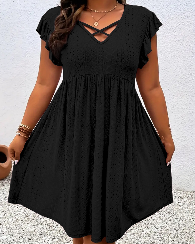 Hollow Out V Neck Bohemian Maxi Dress Casual Holiday Sundress