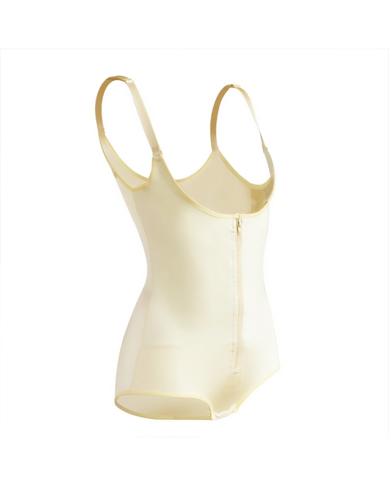 Adjustable Strap Full Body Shaper with Front Zipper Tummy Control