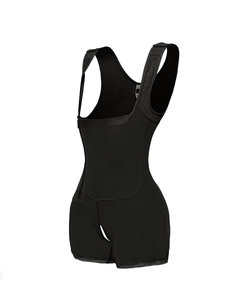 Side Zipper And Button Onesie Body Shaping Garment For Tummy Control And Hip Lifting