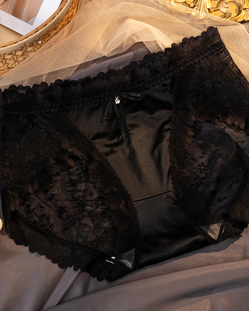 Mid-rise Sexy Satin Lace Briefs