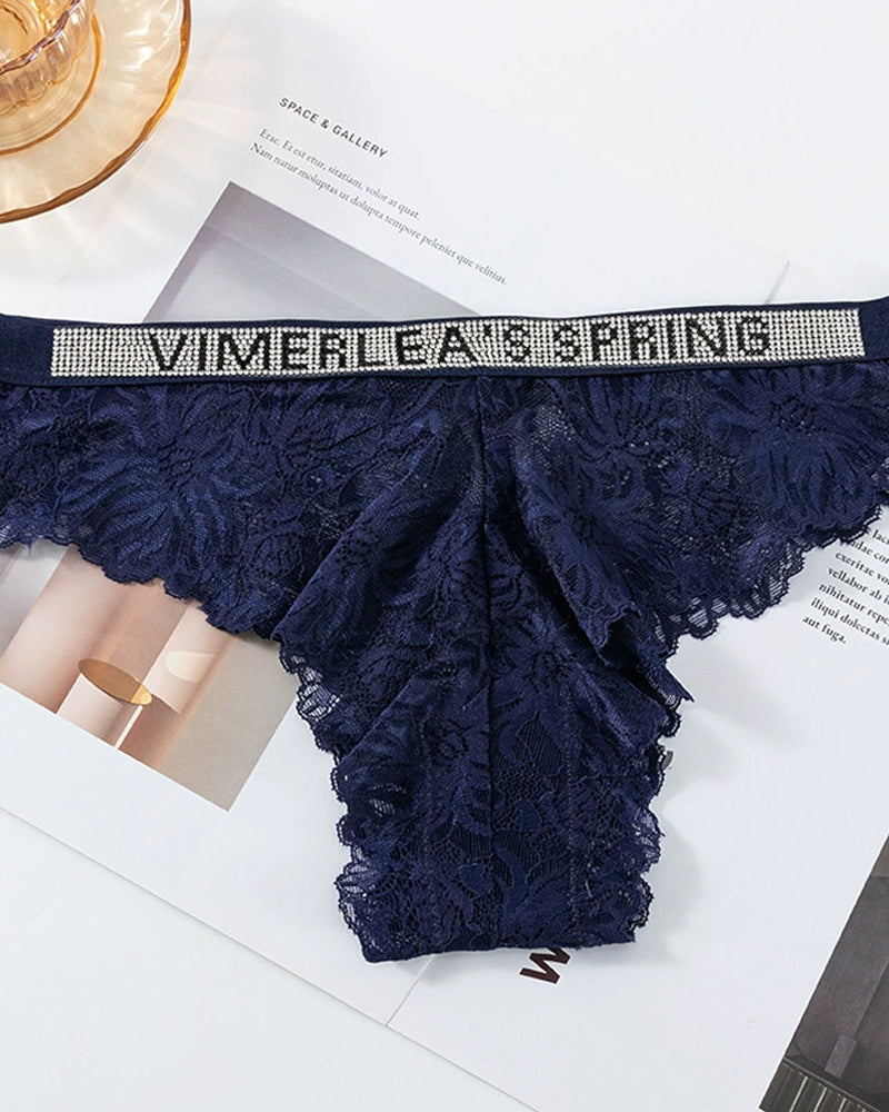 Sexy Rhinestone Waistband Panties