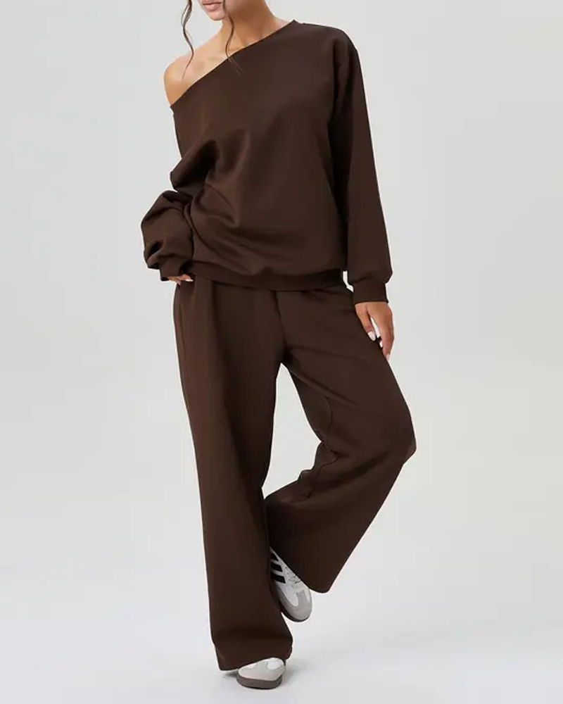 Off-Shoulder Sports Casual Suit