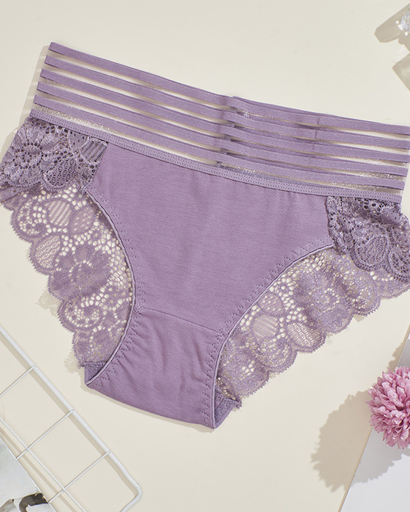 Lace Patchwork High-Waisted Briefs