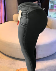 Butt Lifter Double-Breasted Skinny Jeans