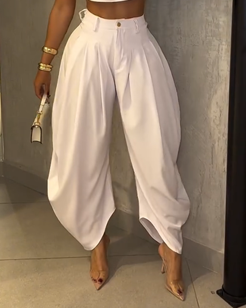 Casual High-Waist Wide-Leg Pants