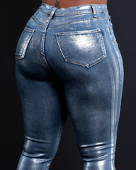 Silver-Tone Skinny Stretch Jeans