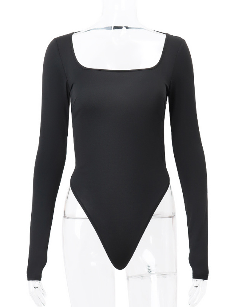 Sexy Backless Cross-Over Long-Sleeved Bodysuit