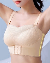 Full Support Non-Slip Convertible Bandeau Bra, Women Gathering Plus Size Push Up Strapless Bra