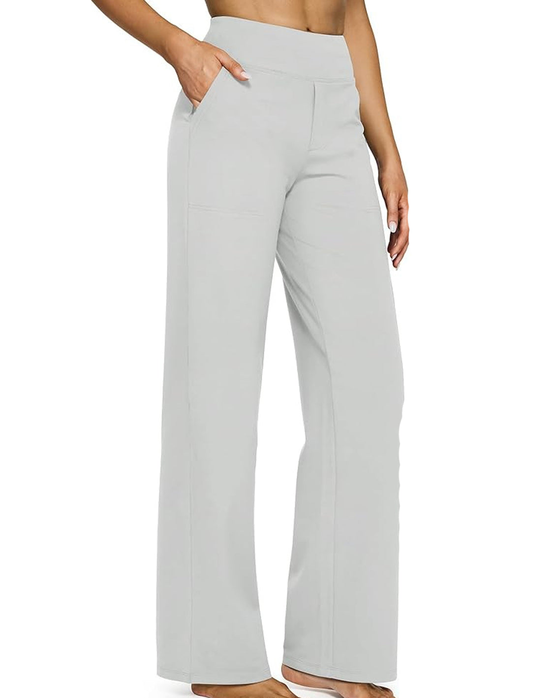 Casual High-Waisted Straight-Leg Yoga Pants with Loose Pockets | Comfort Fit