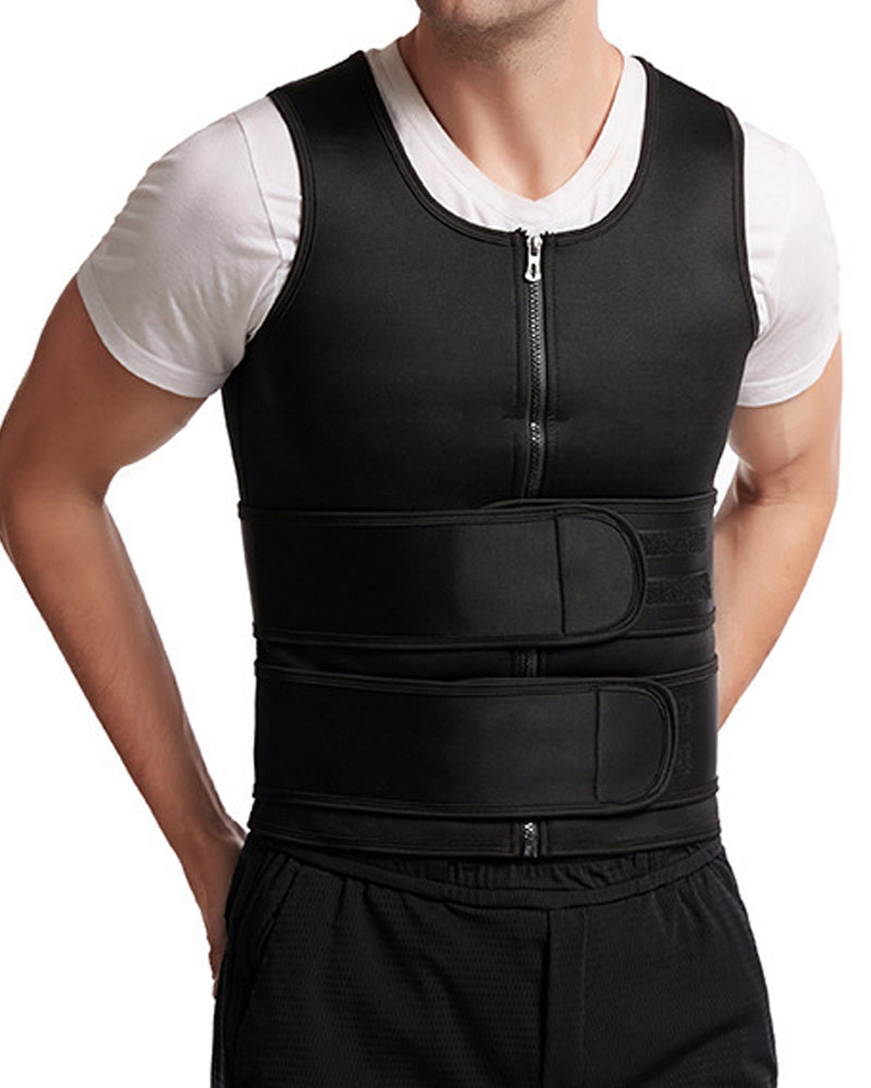 Men's Double Belt Tummy Control Vest Sweat-Proof Fitness Corset