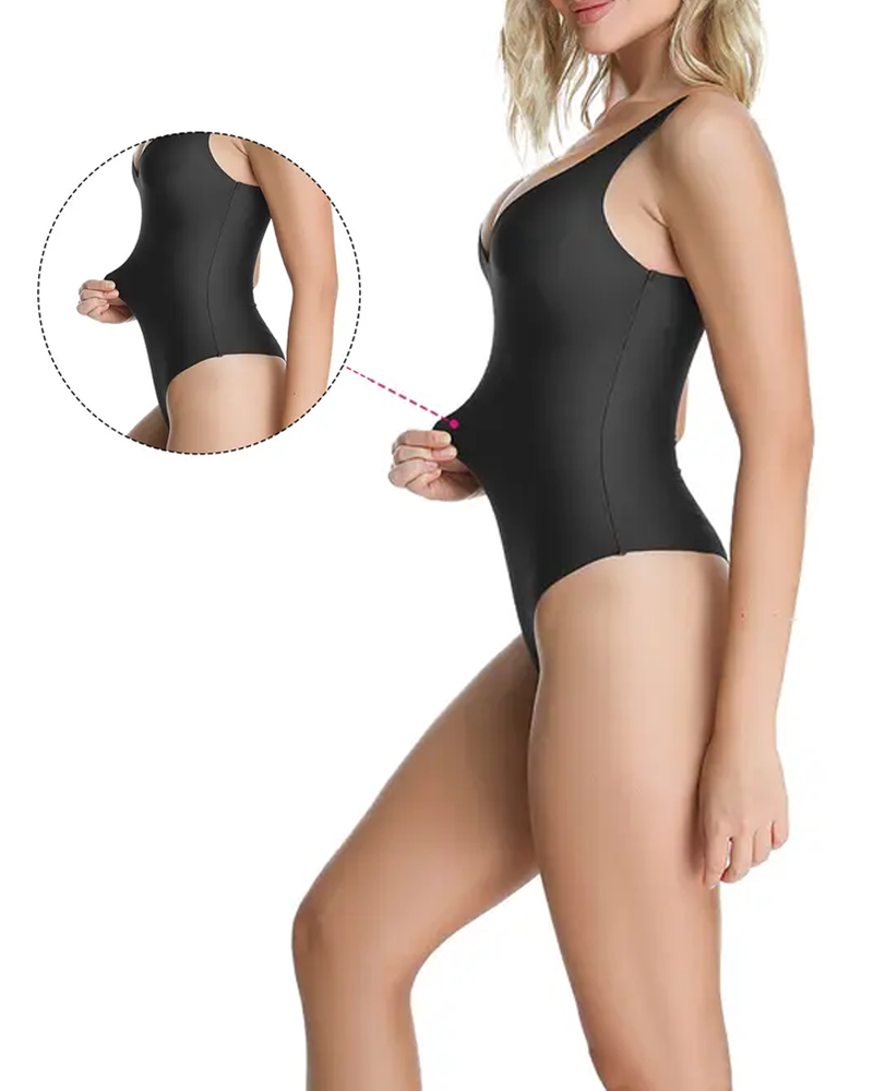 Seamless V-Neck Thong Shapewear Bodysuit