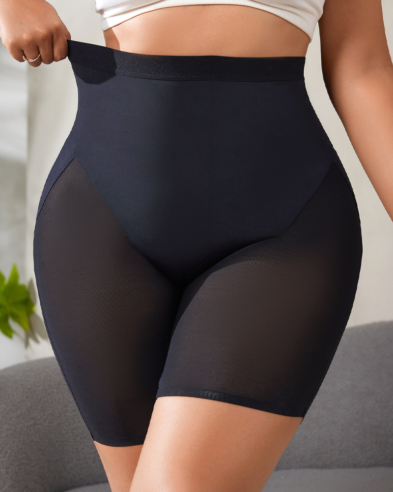 High Waist Mesh Patchwork Tummy Control Butt Lifting Shapewear Shorts