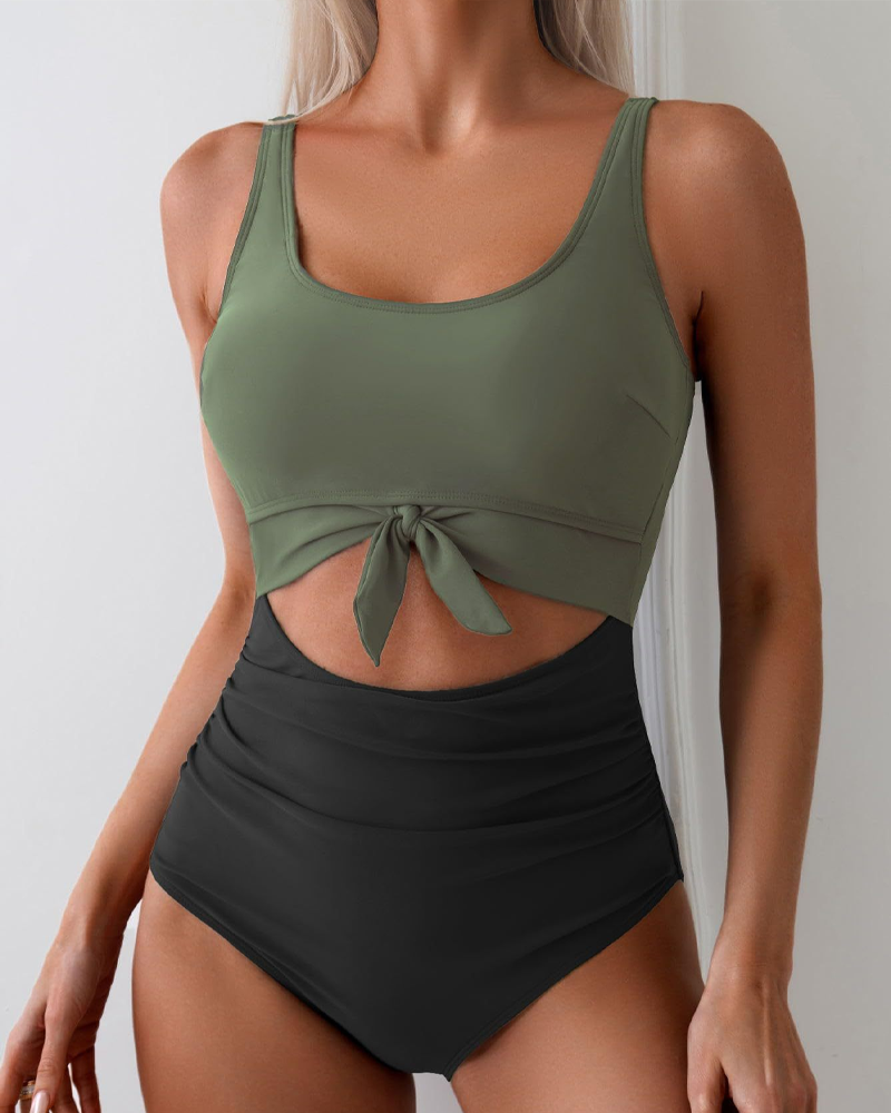 High Waist Cutout Slim Swimsuit