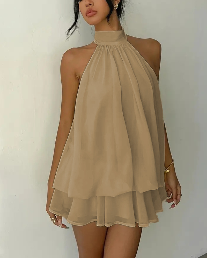 Elegant Chiffon Open-Back Tie Mini Dress