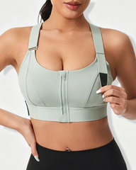 Adjustable Front Zip Beauty Back Yoga Sports Bra