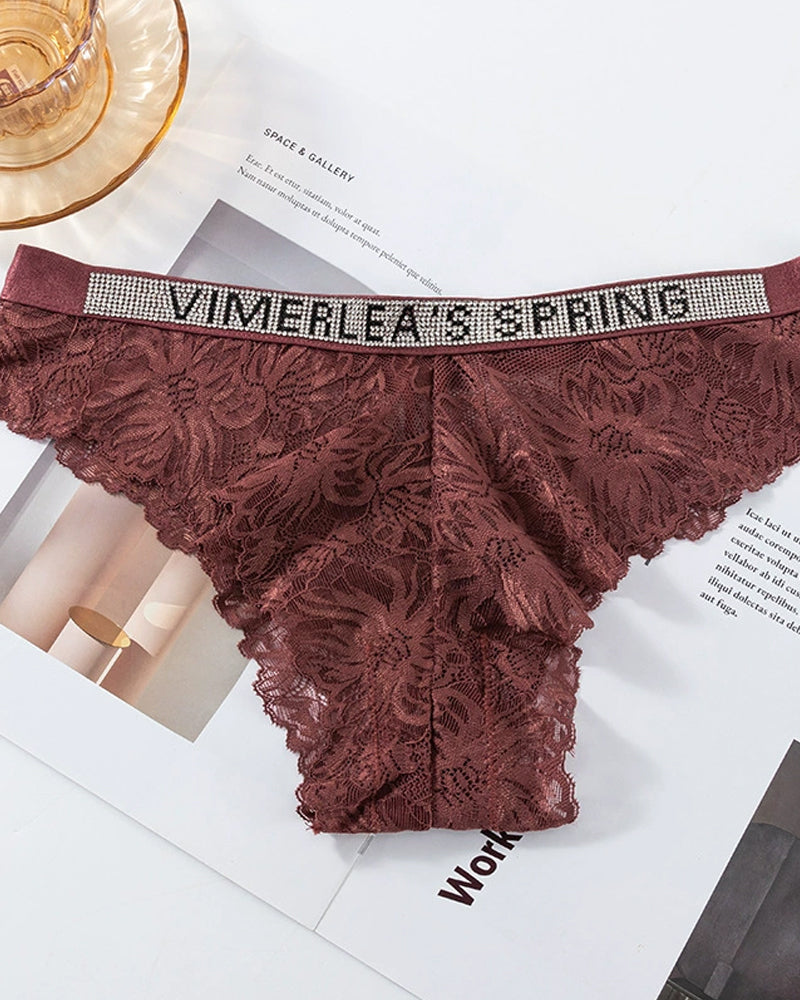 Sexy Rhinestone Waistband Panties