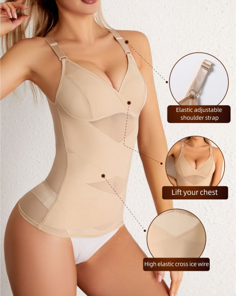 Women Tummy Control Shapewear Compression Tanks Cami Tops V-Neck Camisoles with Built in Bra