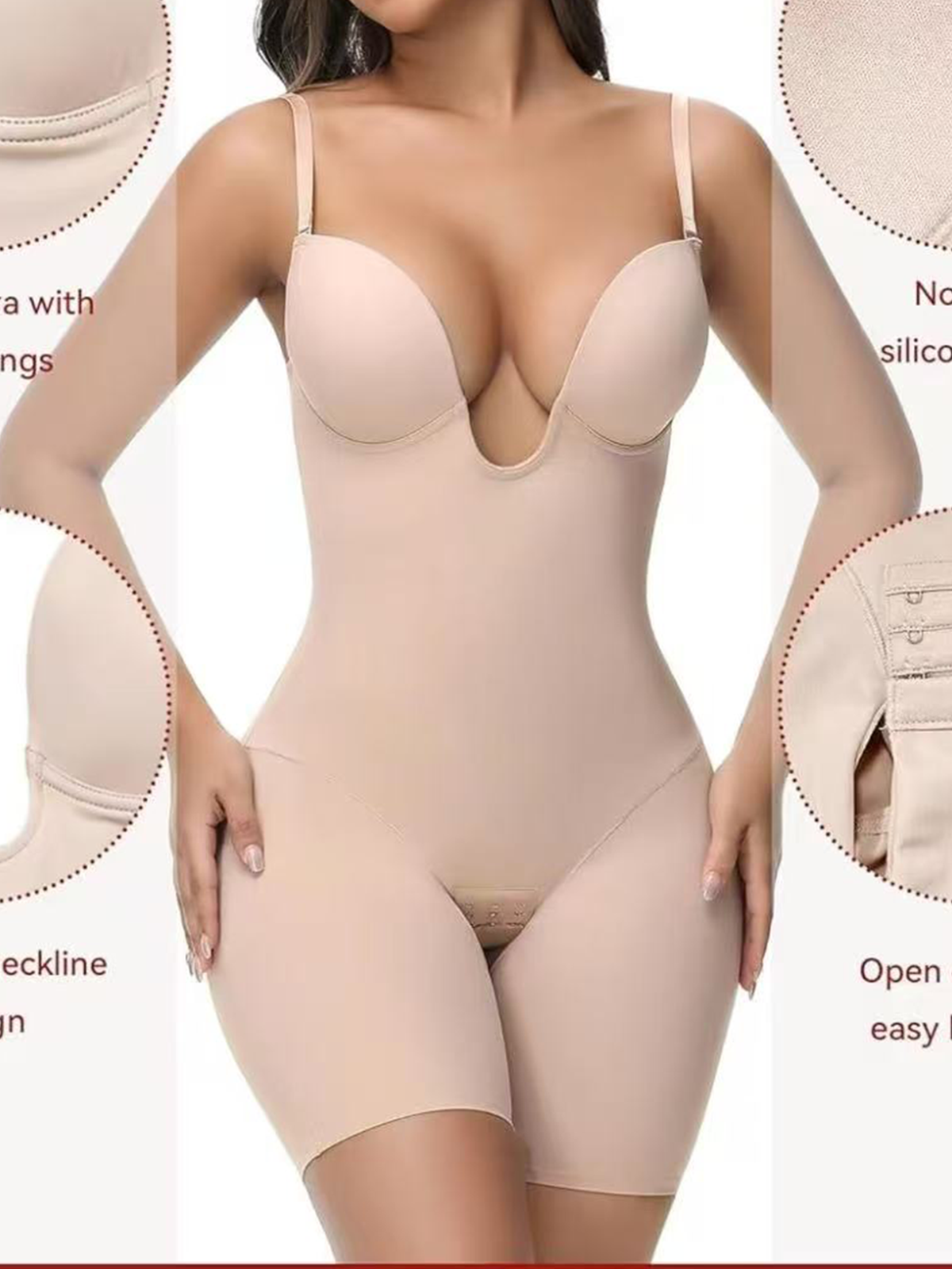 Deep V Skirt Can Be Worn With Gathered Crotch And Adjustable Backless Skirt Invisible Body Shaper