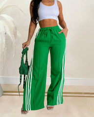 Side Stripe Solid Color Sports Casual Pants
