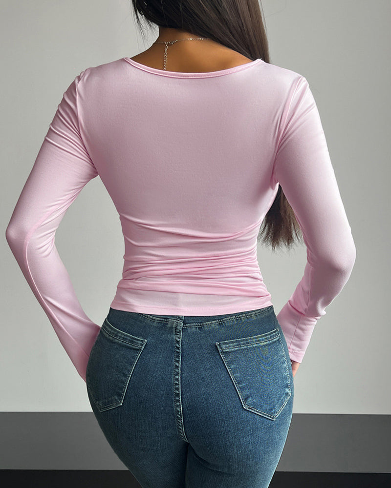 Square Neck Tight Casual Fashion Top