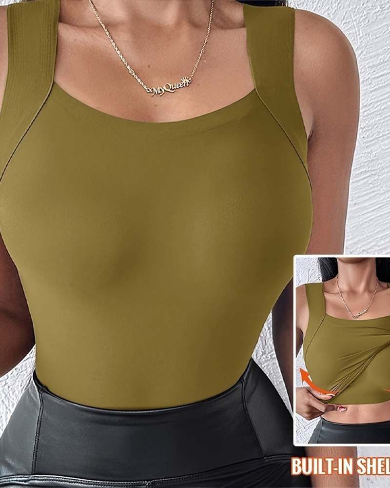 High Elastic Seamless Sleeveless Cami Shaper Vest With Built-In Bra