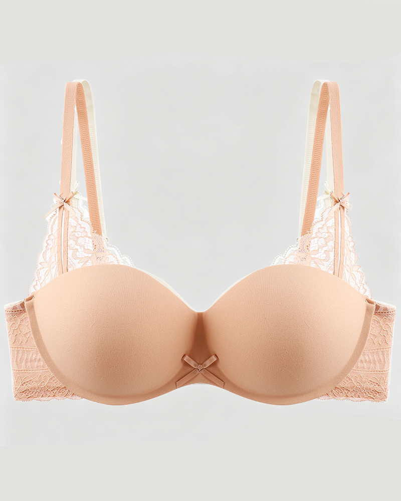 Lace Bow Padded Push-Up Underwire Bra