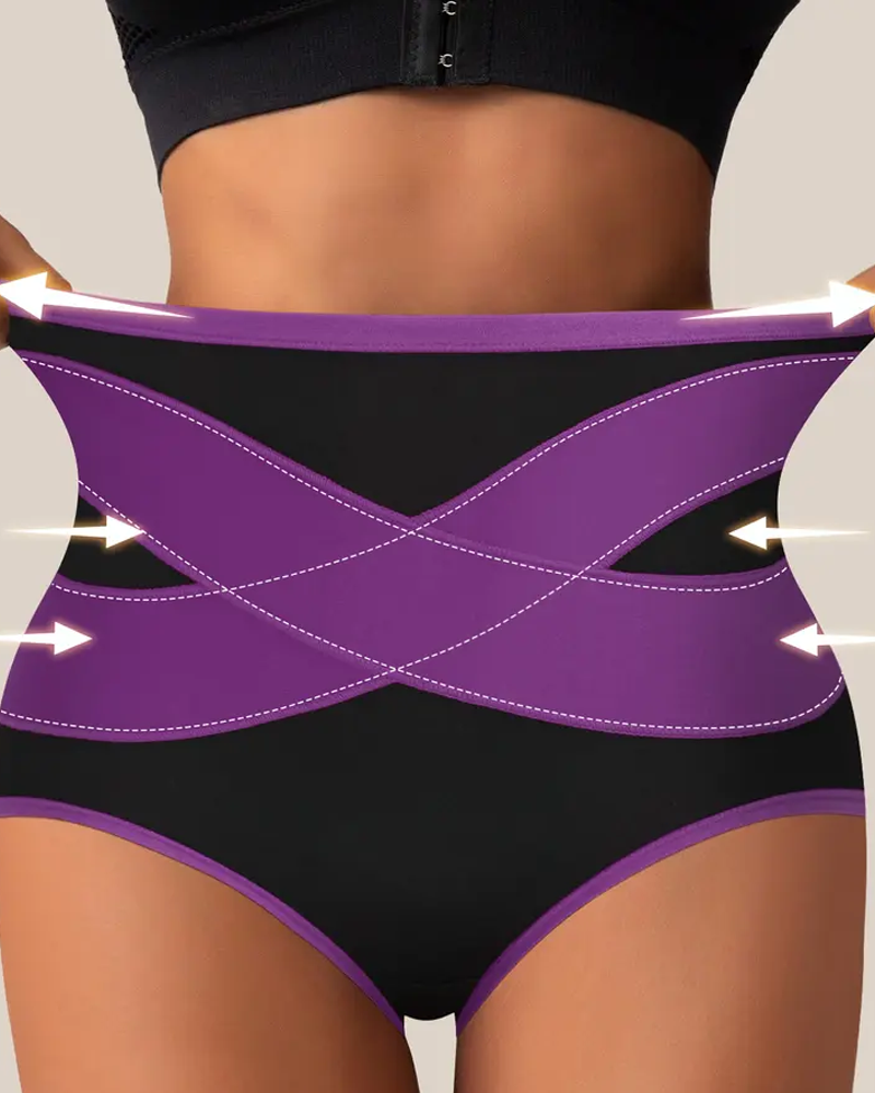 Cross High Waist Tummy Control Butt Lifting Shapewear Briefs