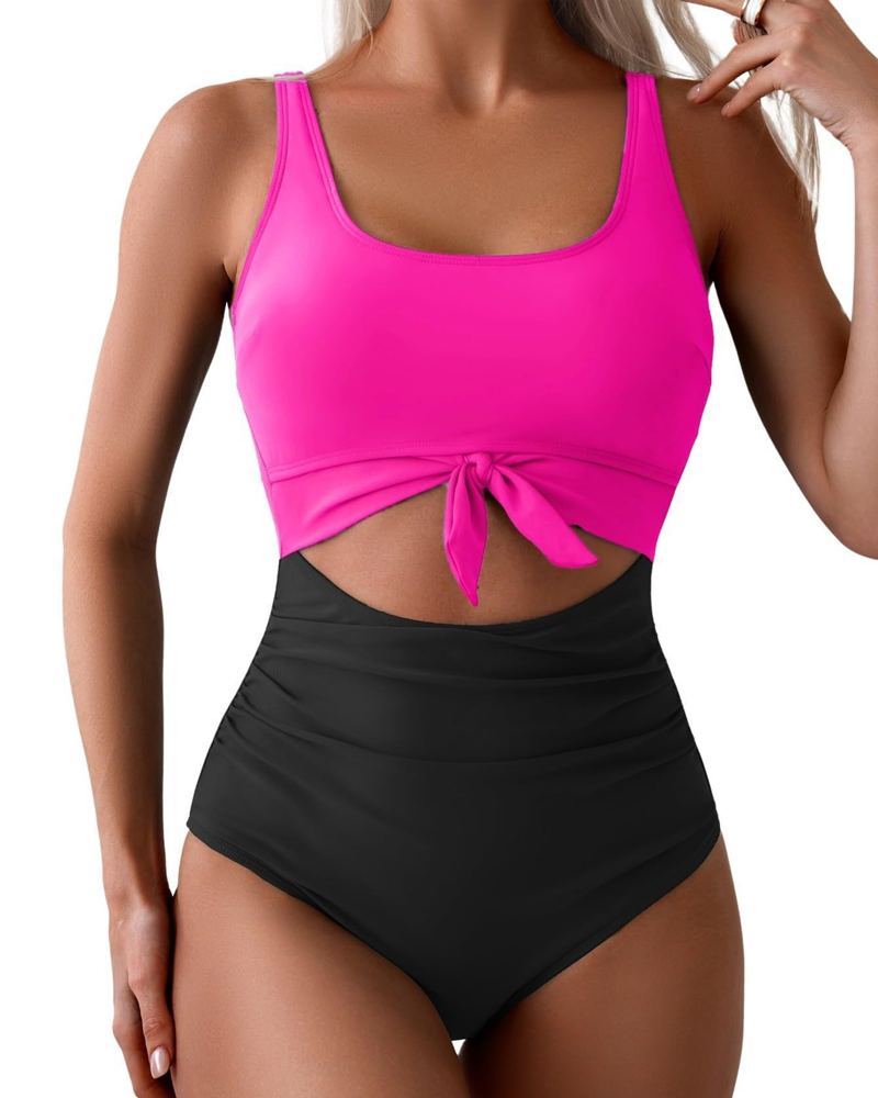 High Waist Cutout Slim Swimsuit